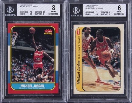 1986/87 Fleer Basketball Complete Set (132) Plus Stickers Set (11) – Including #57 Michael Jordan Rookie Card BGS NM-MT 8 Example!